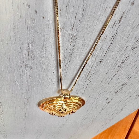 AURAFIN 14K Gold Heart Pendant Necklace, 14K Gold Chain, 14K UA Gold Heart - Picture 7 of 11